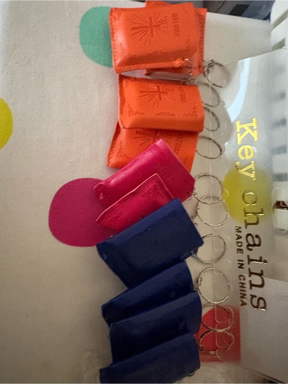 Kids Colorful Faux Leather Keychain Set - Pink, Orange, Blue